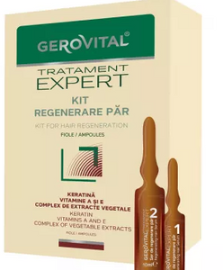 Gerovital Expert Treatment Hair Regeneration Kit, 10 ampoules x 10 ml, 10 ampoules x 5 ml, Farmec