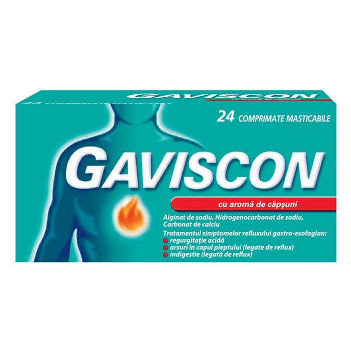 Strawberry flavored Gaviscon,2x 24 chewable tablets, Reckitt Benckiser Healthcare