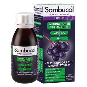 Sugar-free syrup with black shock, vitamin C and Immuno Forte zinc, 120 ml, Sambucol