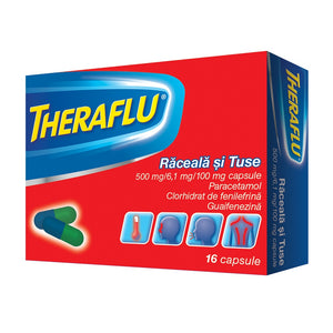 Theraflu Cold and cough 500 mg / 6.1 mg / 100 mg, 2x16 capsules, Gsk